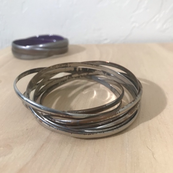 Set of 2 Silver Infinity Bangles- 1 Thin ; 1 Thick - Picture 5 of 8
